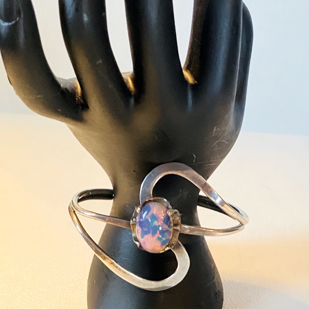 Sterling Silver 925 Mexico Moonstone Cuff Bracelet